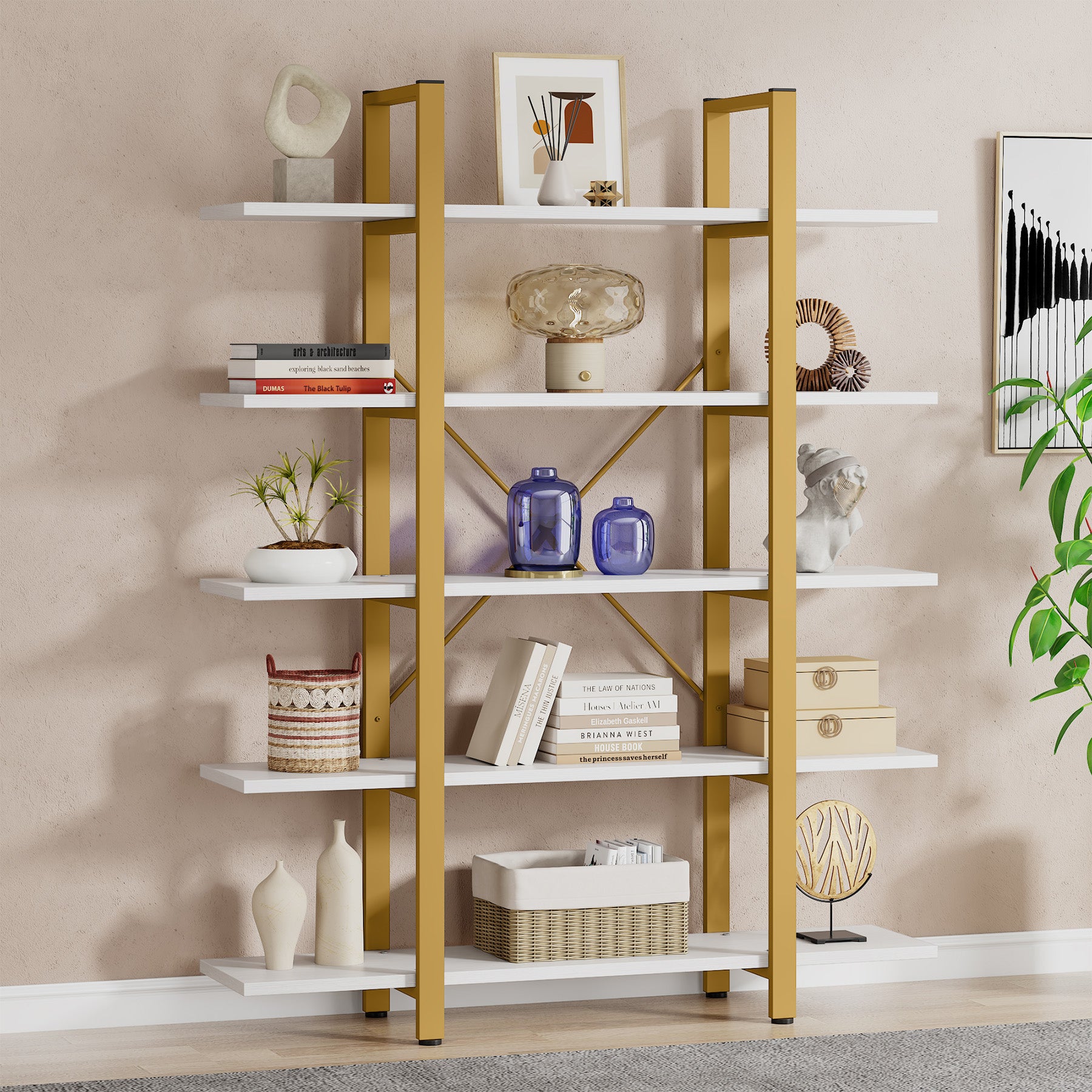5-Tier Bookshelf Industrial Bookcase